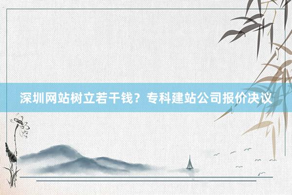 深圳网站树立若干钱？专科建站公司报价决议