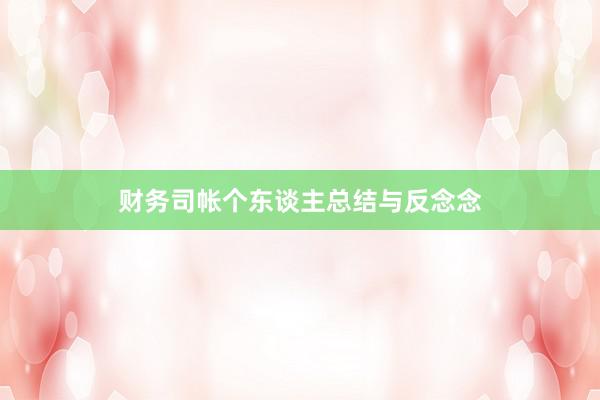 财务司帐个东谈主总结与反念念